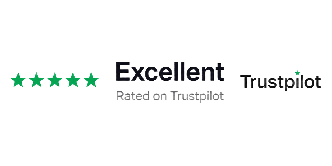 Trustpilot Excellent rating: five green stars with Excellent and Trustpilot logo
